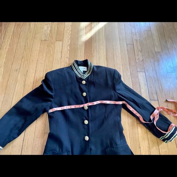 90s Vintage Military Style Jacket with Metallic Banded Collar - Picture 9 of 10